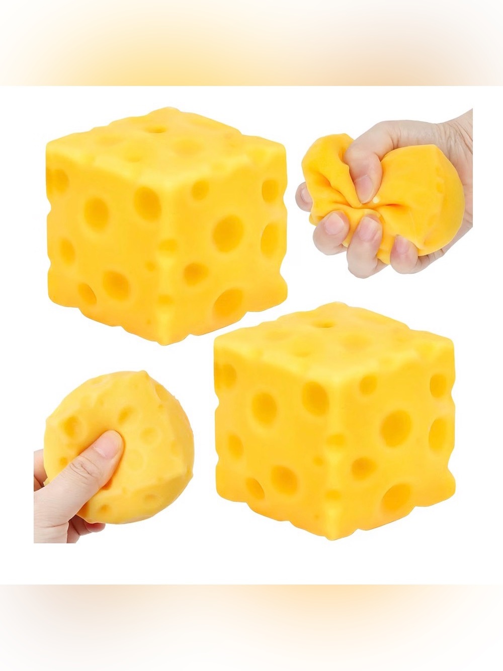 030 2pcs Cheese Squeeze Yellow Toy, 2.36 inch Slow Rebound Sensory Focus Fidget